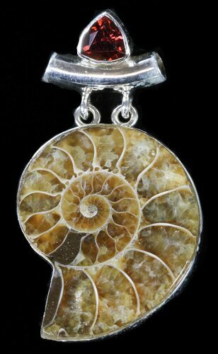 Ammonite Fossil Pendant - Sterling Silver #38053
